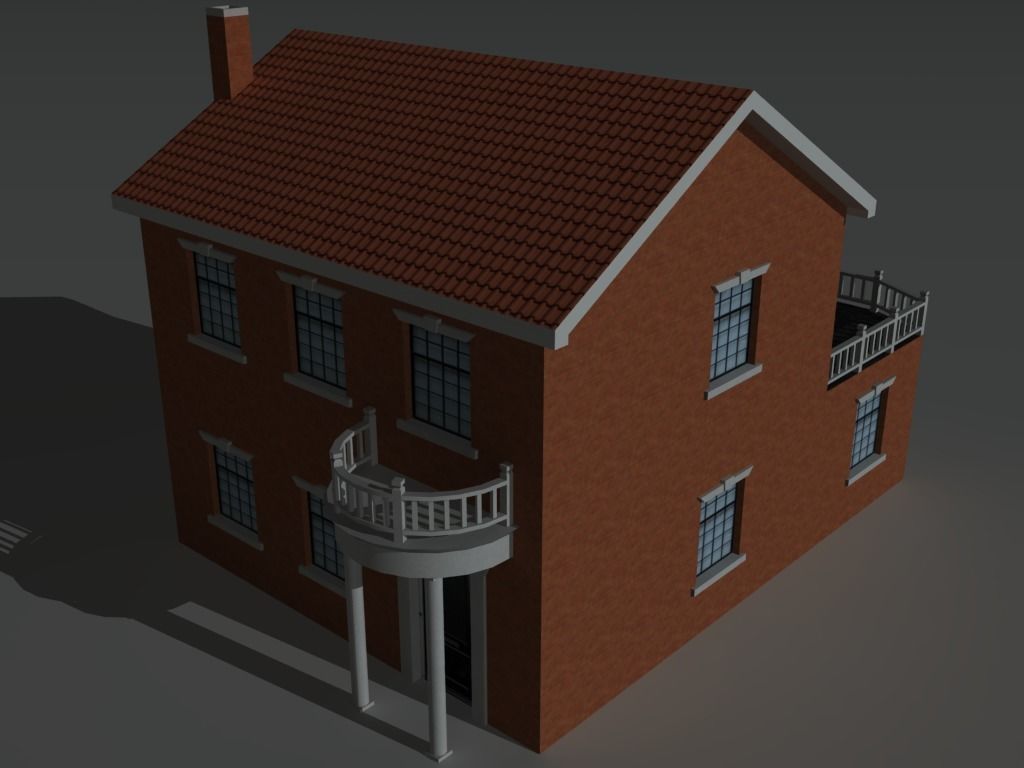 House Collection Set 3 with balcony Low-poly 3D model_1