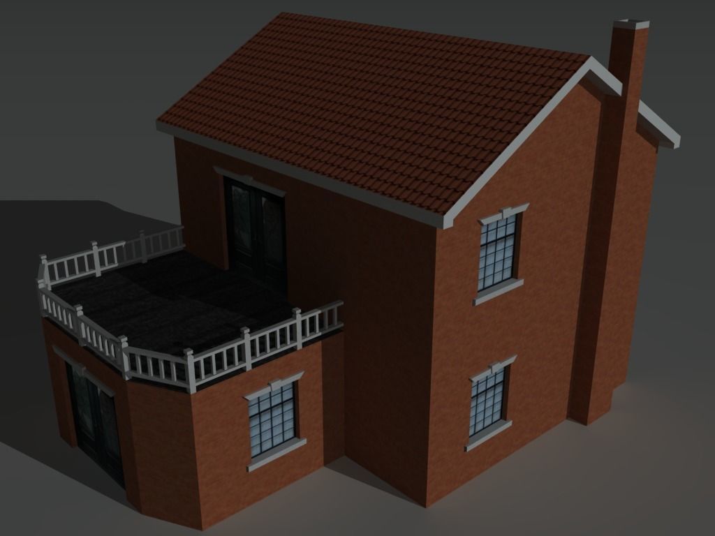House Collection Set 3 with balcony Low-poly 3D model_3
