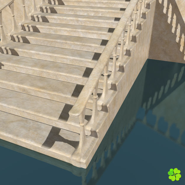 Marble staircase low poly Low-poly 3D model_7