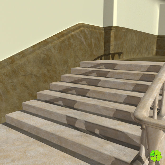 Marble staircase low poly Low-poly 3D model_9