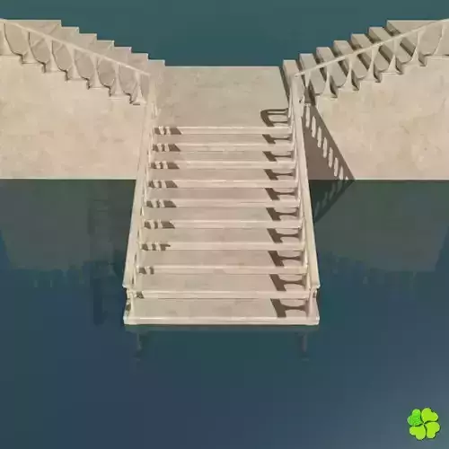 Marble staircase low poly Low-poly 3D model