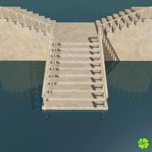 Marble staircase low poly Low-poly 3D model_0