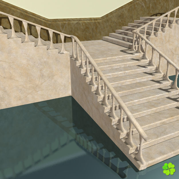 Marble staircase low poly Low-poly 3D model_15