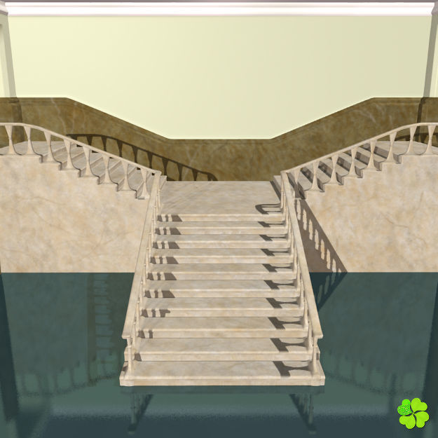 Marble staircase low poly Low-poly 3D model_2