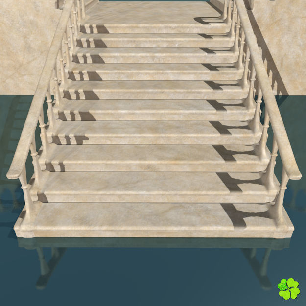 Marble staircase low poly Low-poly 3D model_6