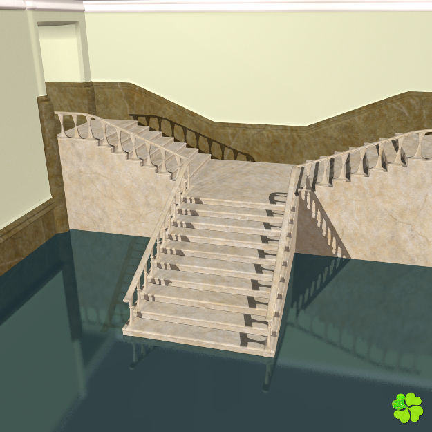 Marble staircase low poly Low-poly 3D model_12