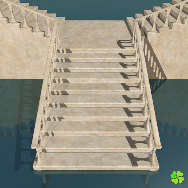 Marble staircase low poly Low-poly 3D model_5