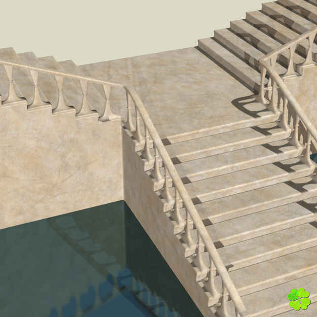 Marble staircase low poly Low-poly 3D model_23