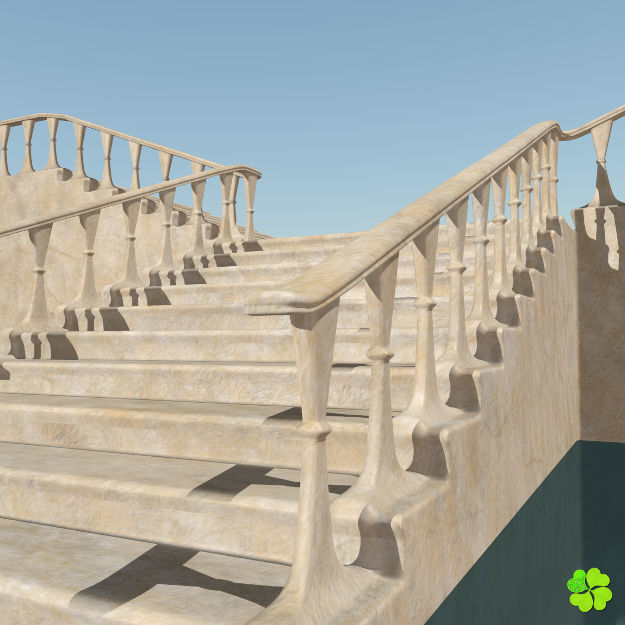 Marble staircase low poly Low-poly 3D model_21