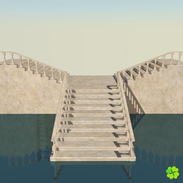 Marble staircase low poly Low-poly 3D model_3
