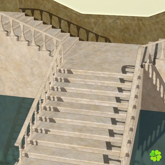 Marble staircase low poly Low-poly 3D model_11