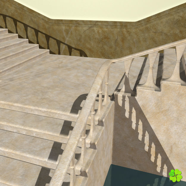 Marble staircase low poly Low-poly 3D model_8