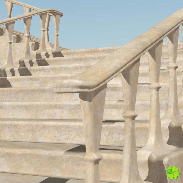 Marble staircase low poly Low-poly 3D model_4