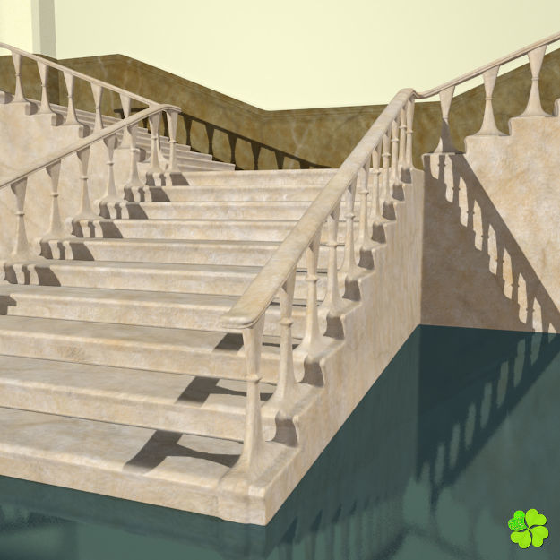 Marble staircase low poly Low-poly 3D model_1