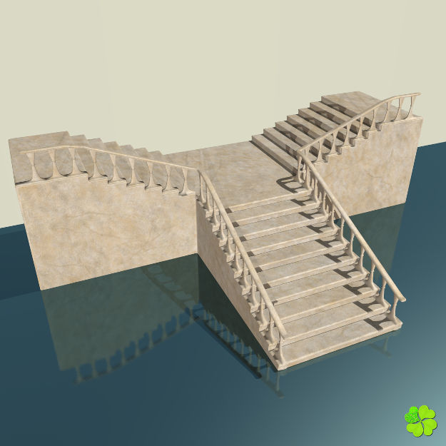 Marble staircase low poly Low-poly 3D model_24