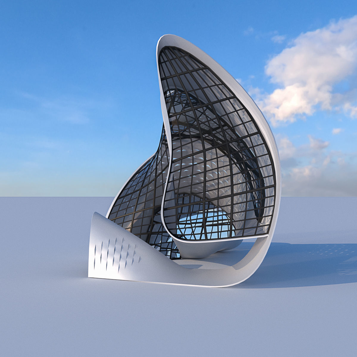 Futuristic building 5 3D model_2