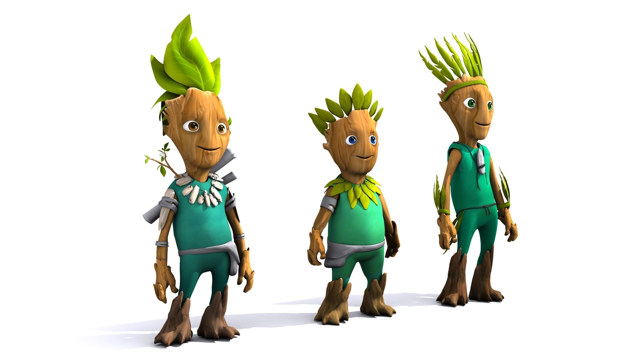 Cartoon Character Set 01 - Tree People 3D model_2