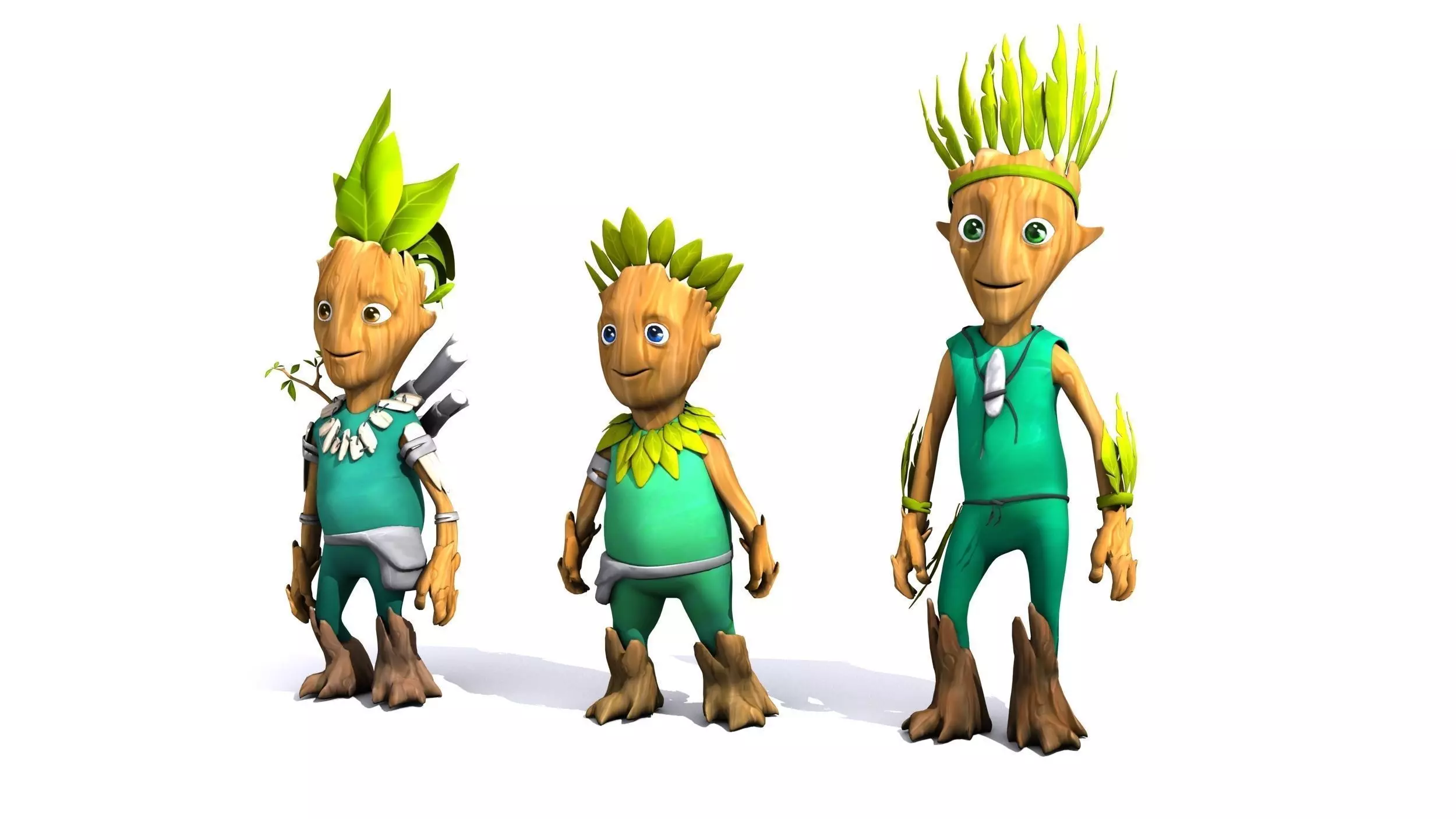 Cartoon Character Set 01 - Tree People 3D model_0