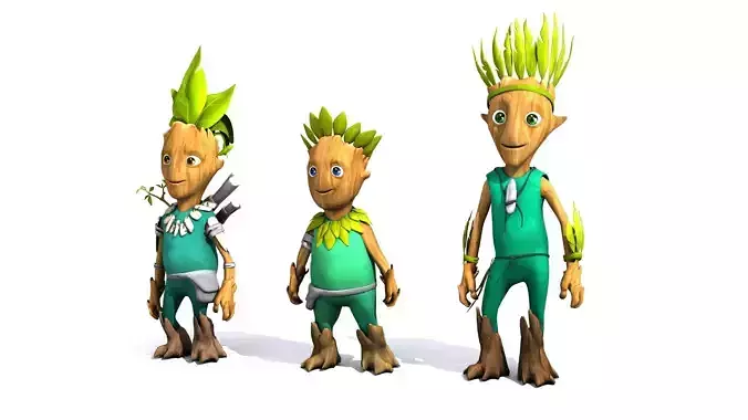 Cartoon Character Set 01 - Tree People 3D model