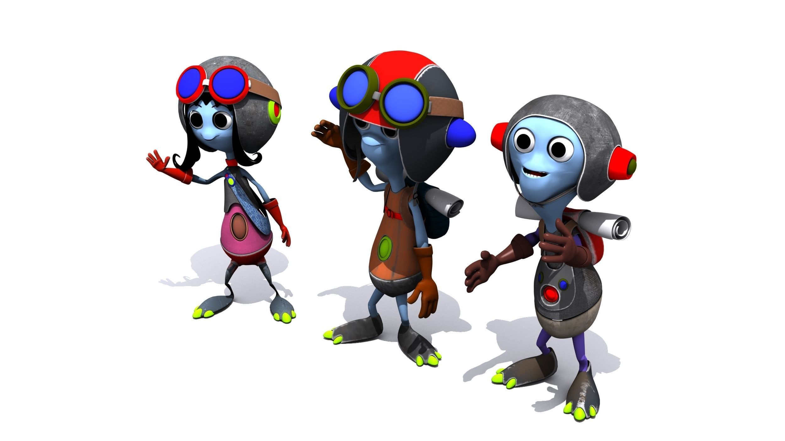 Cartoon Character Set 03 - Cuties 3D model_2