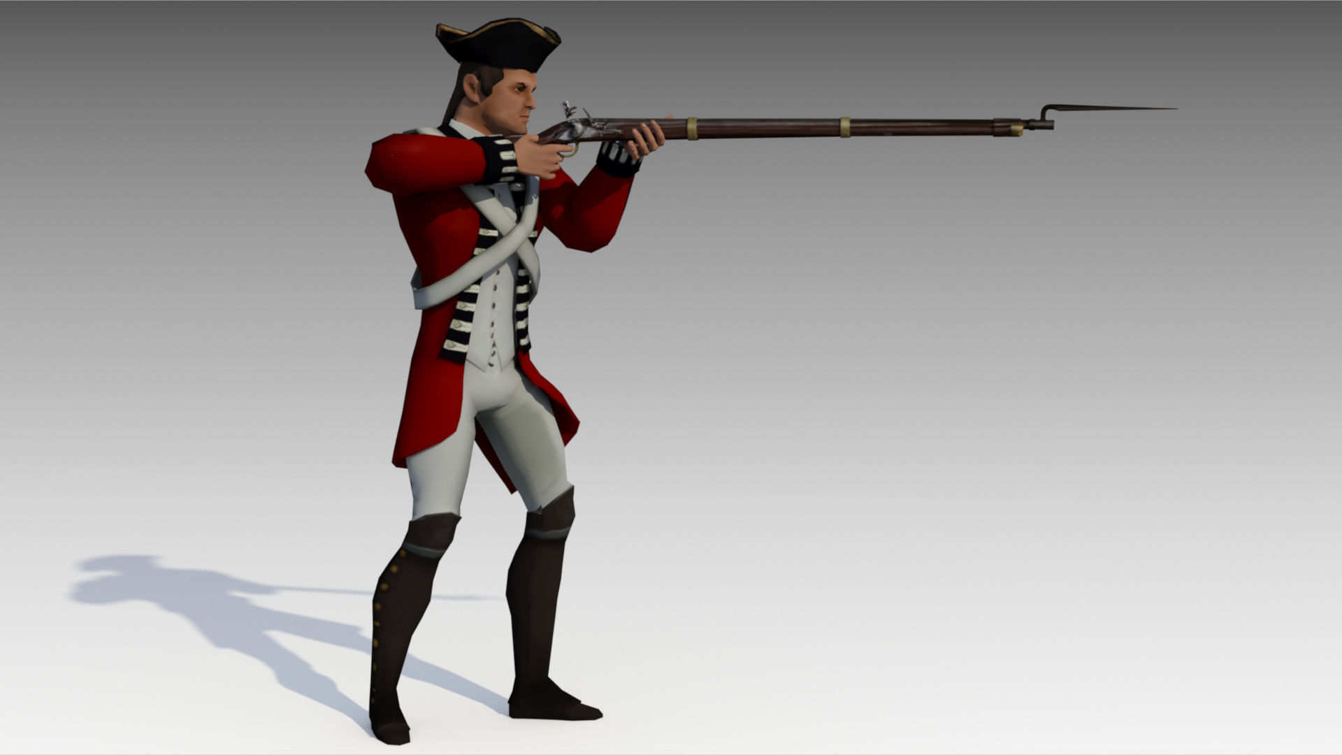 British Redcoat Soldier Low-poly 3D model_3