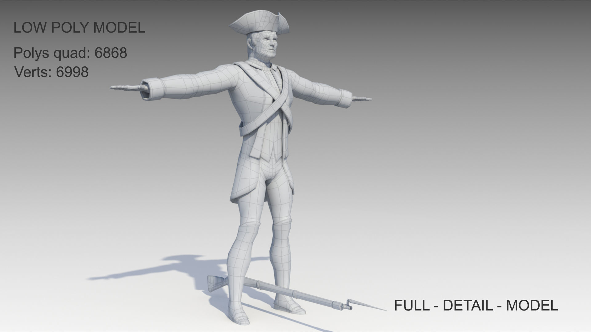 British Redcoat Soldier Low-poly 3D model_6