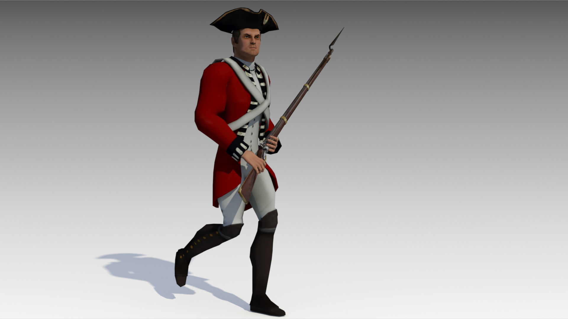 British Redcoat Soldier Low-poly 3D model_5
