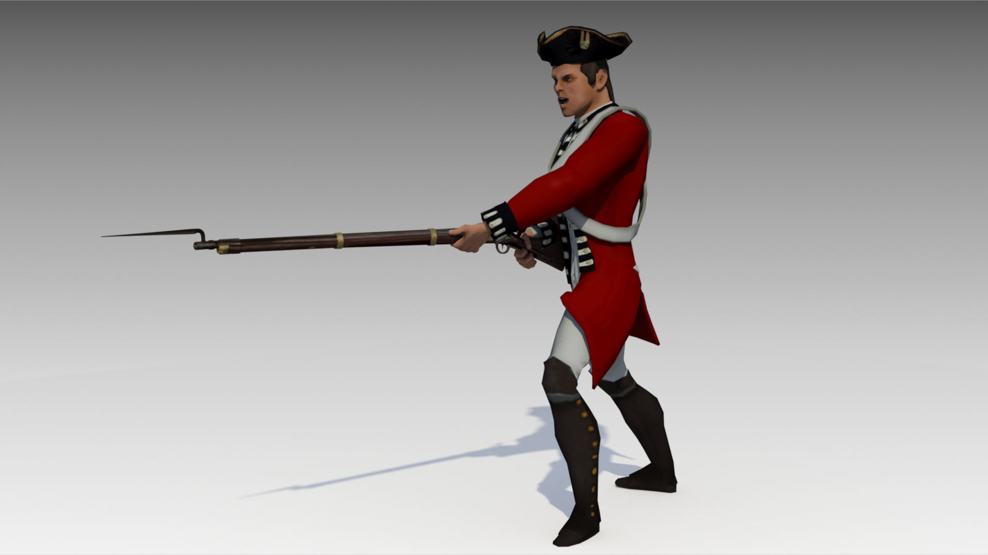 British Redcoat Soldier Low-poly 3D model_4