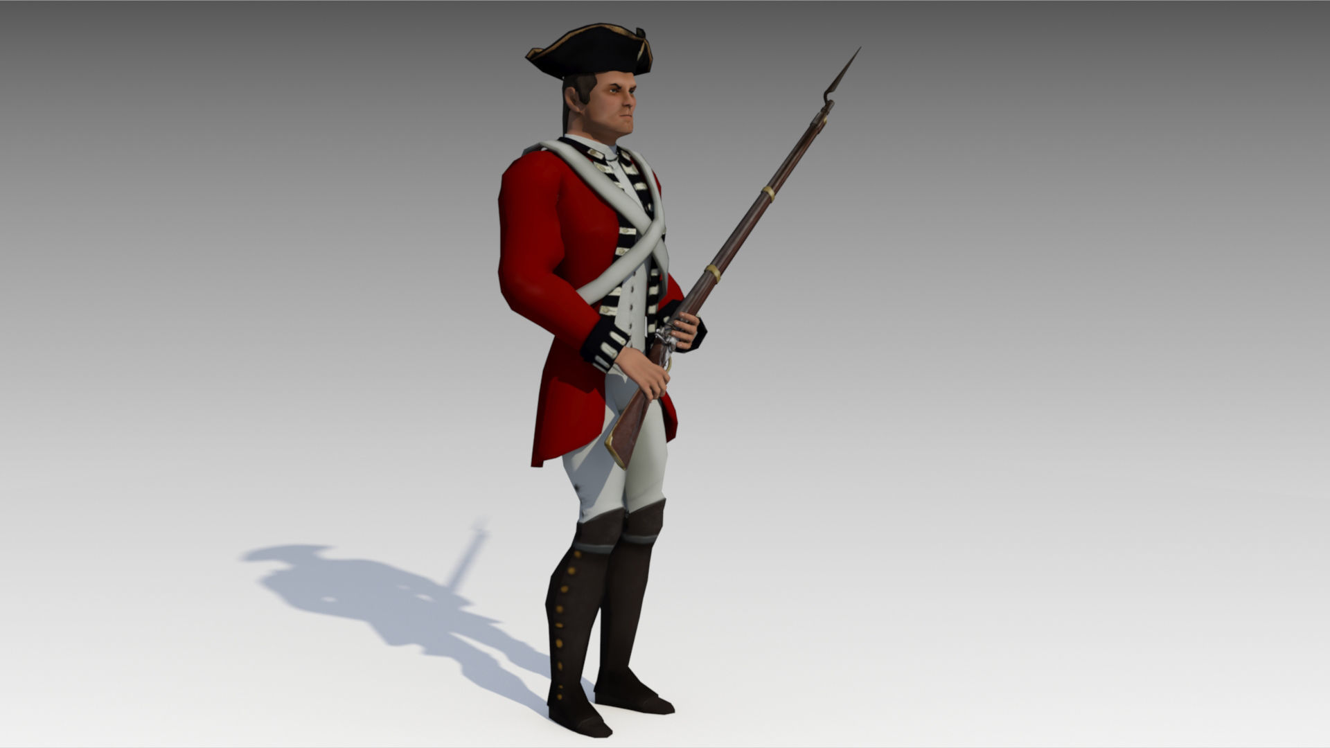 British Redcoat Soldier Low-poly 3D model_2