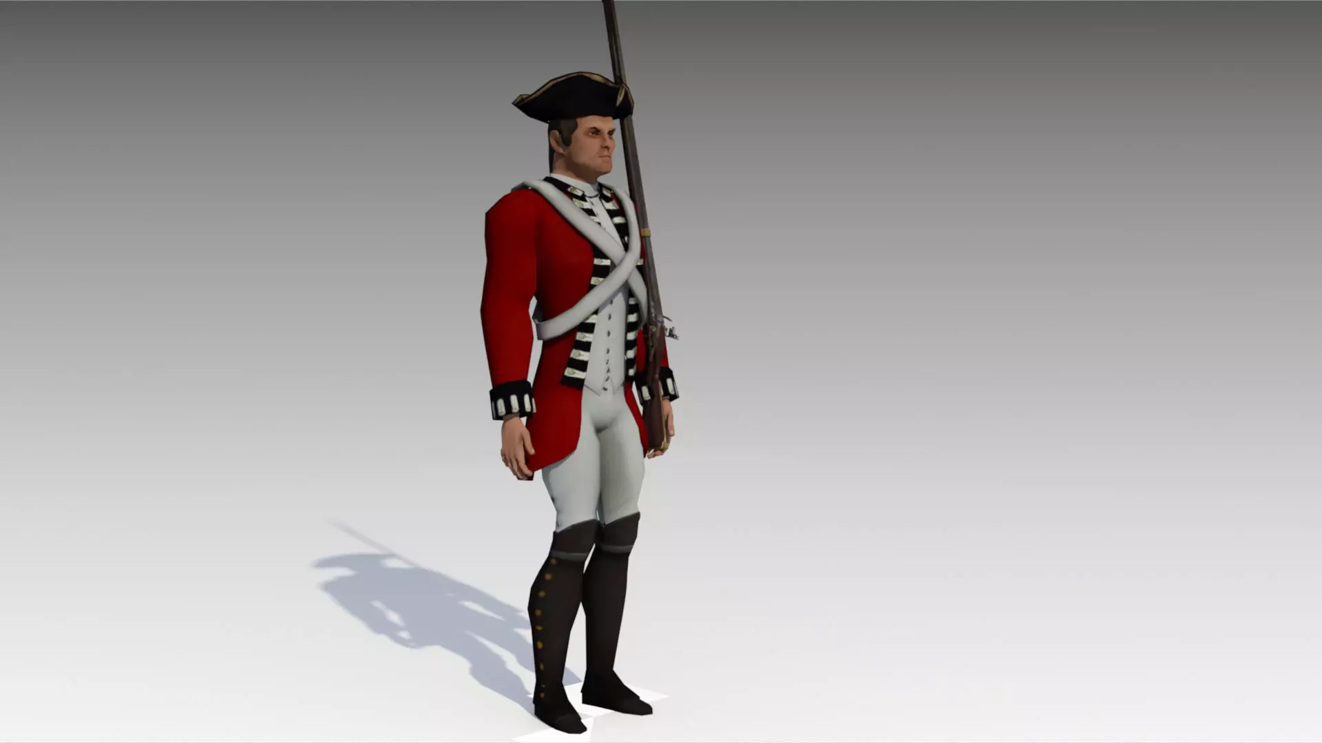 British Redcoat Soldier Low-poly 3D model_0