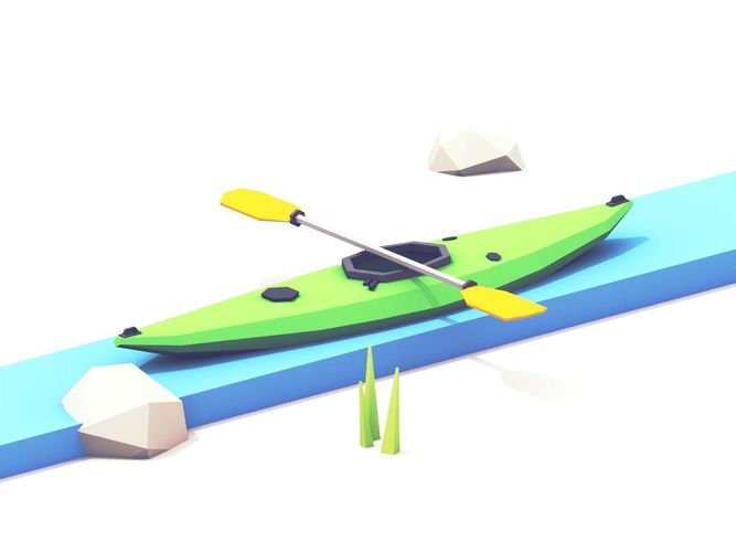 Low Poly Kayak Model Low-poly 3D model