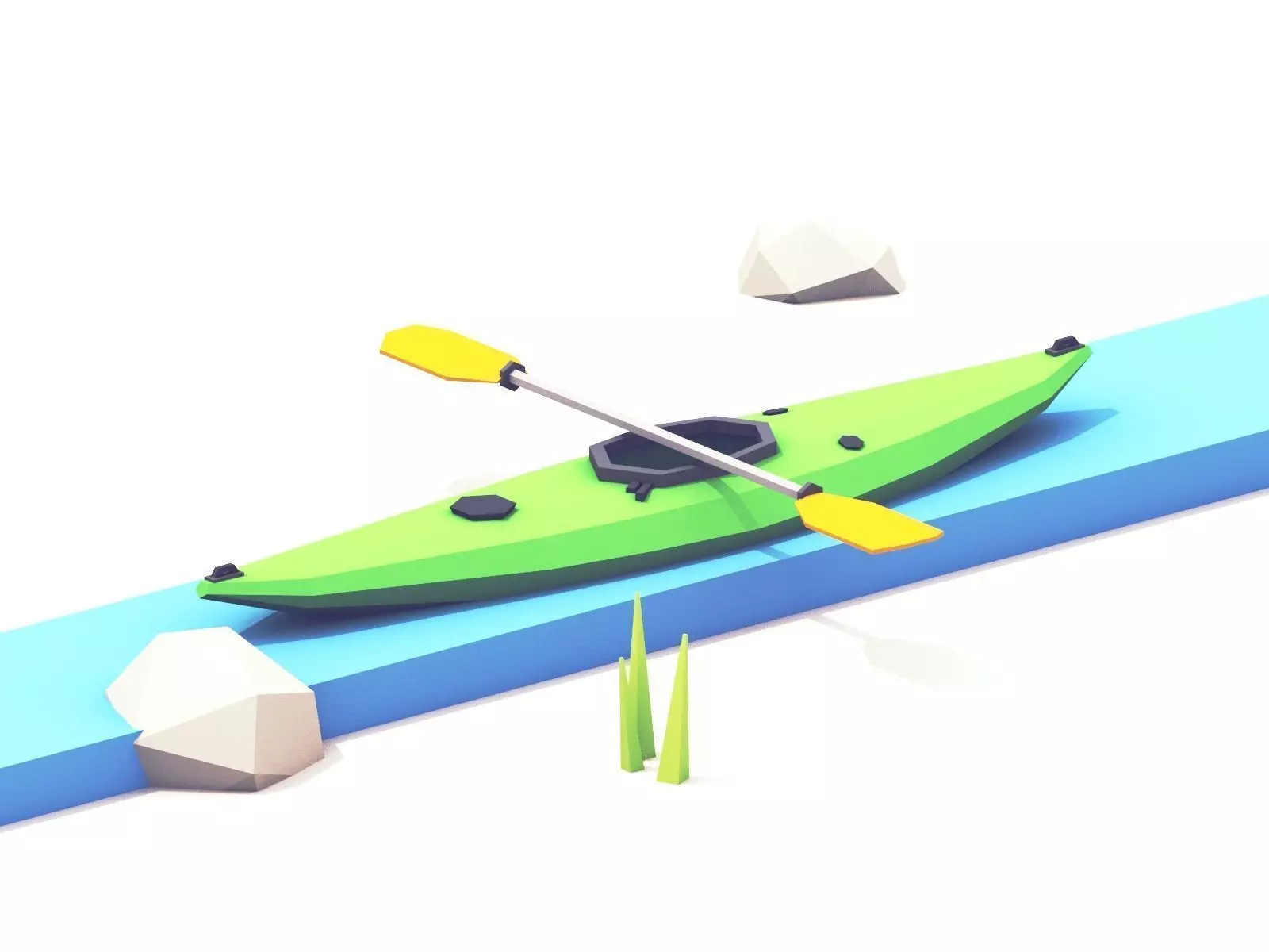 Low Poly Kayak Model Low-poly 3D model_0