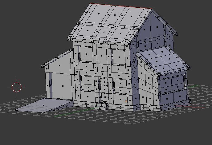 Red Brick House Low-poly 3D model_11