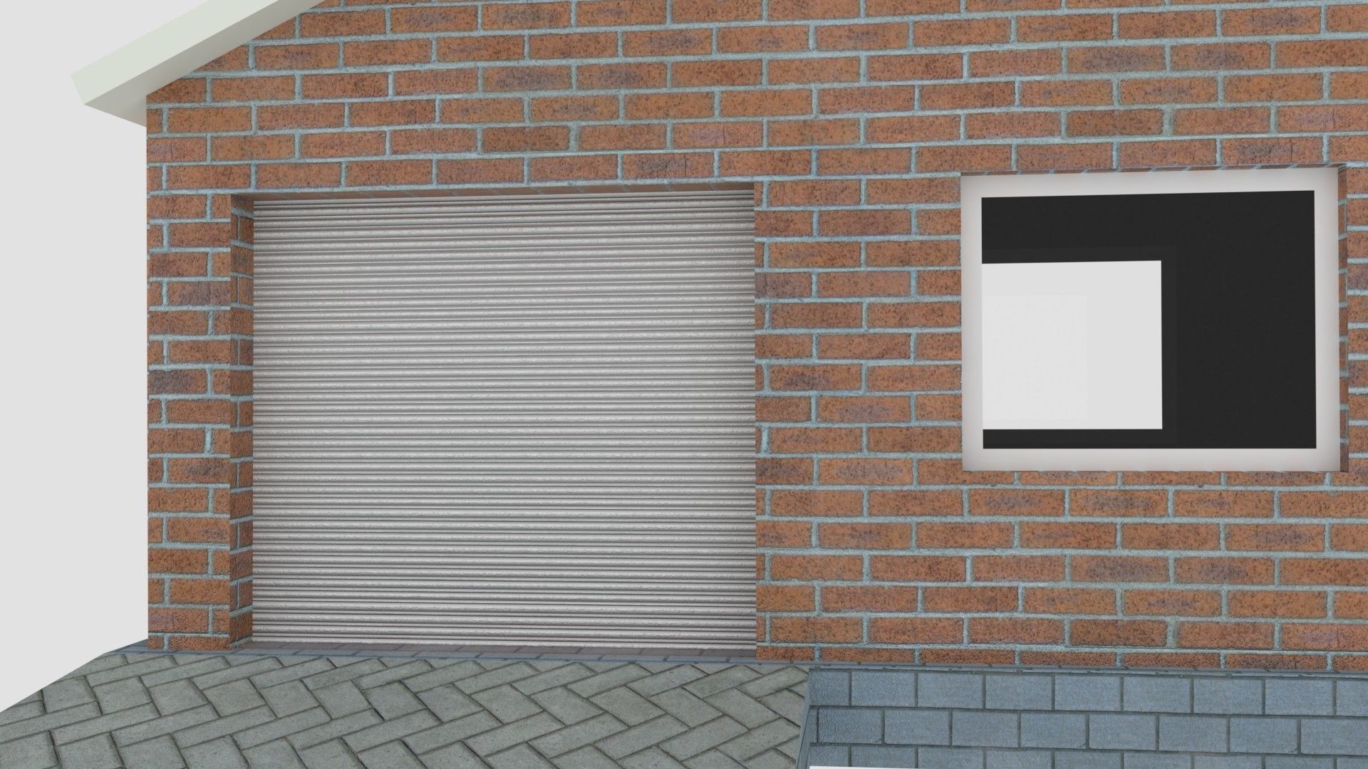 Red Brick House Low-poly 3D model_7