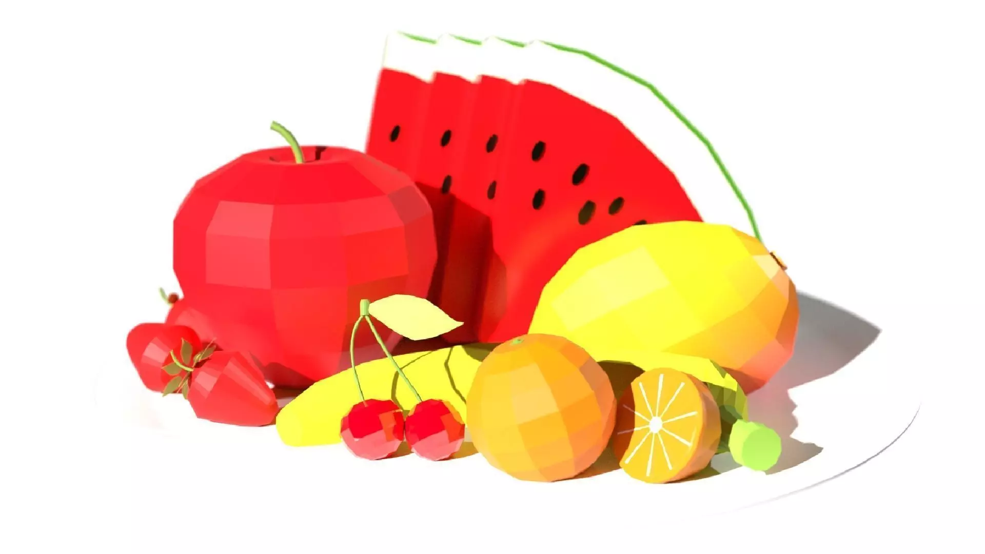 Fruit platter Free low-poly 3D model