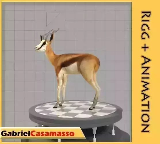 Thomson-Gazelle gazelle on chess board Low-poly 3D model
