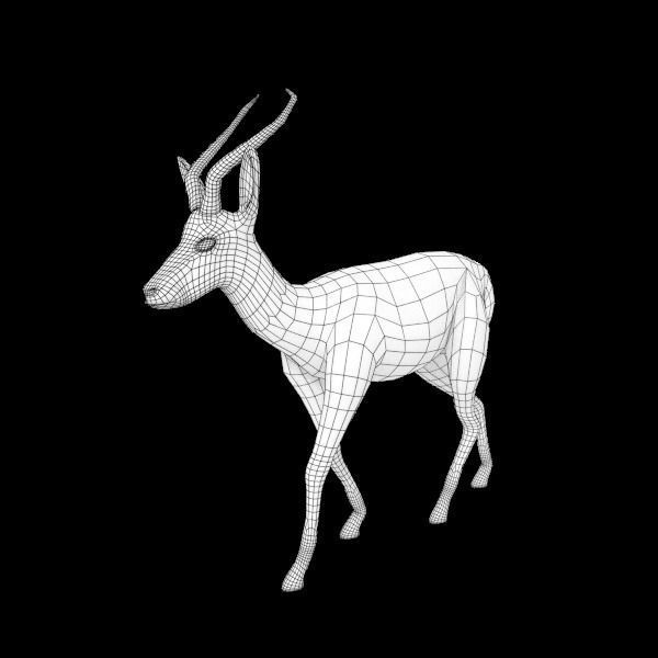 Thomson-Gazelle gazelle on chess board Low-poly 3D model_3