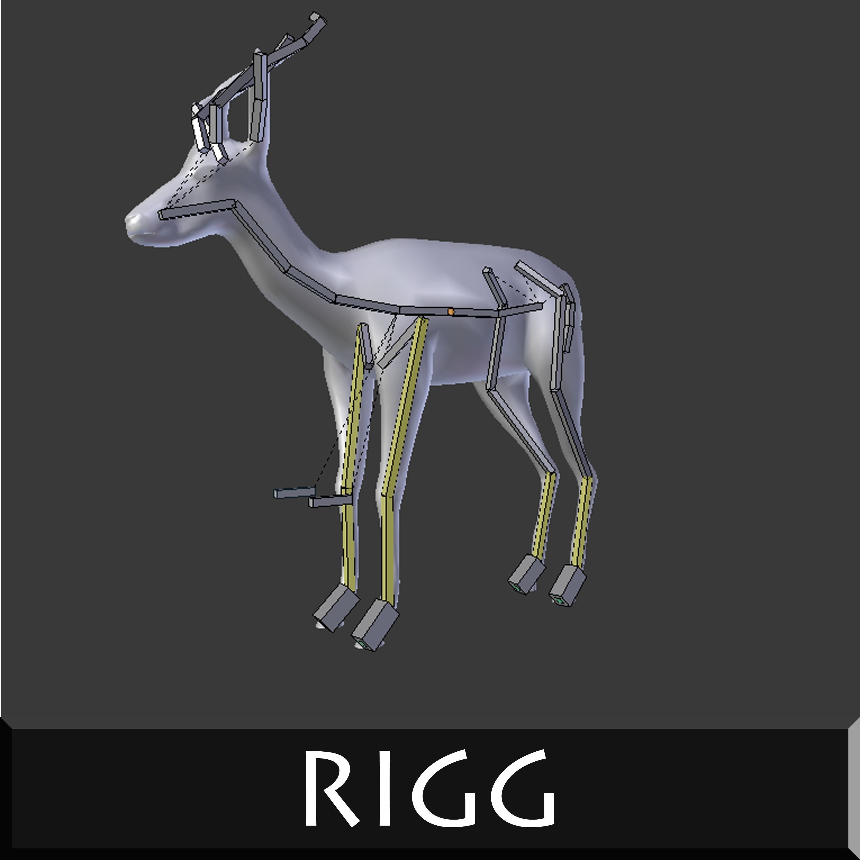 Thomson-Gazelle gazelle on chess board Low-poly 3D model_2