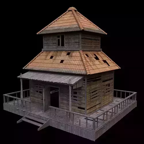 House wooden with roof