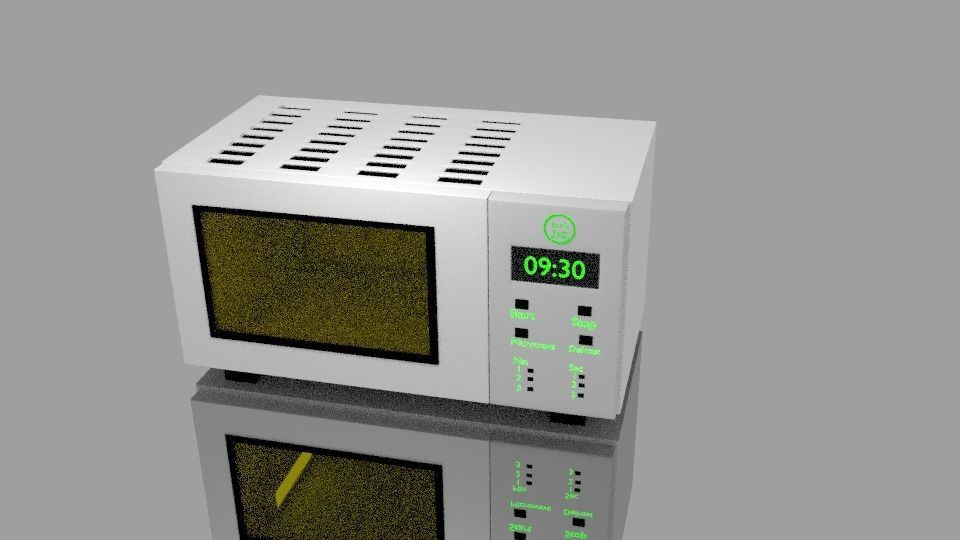 Microwave oven with lights Low-poly 3D model_2