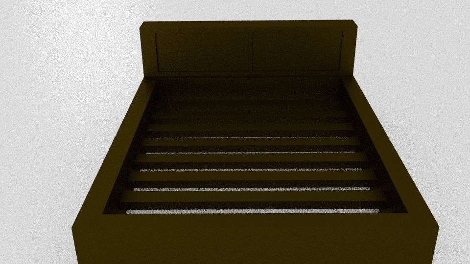 Wooden bed Low-poly 3D model_3