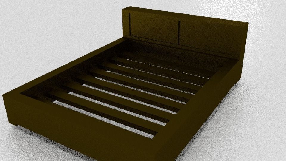 Wooden bed Low-poly 3D model_4