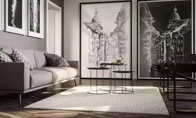 White Living ready to render in Cinema 4D and Corona