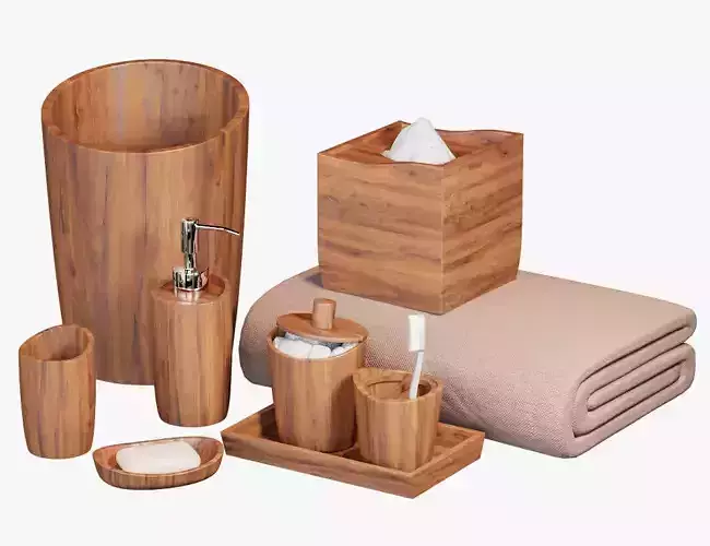 Acacia Handcrafted Wood Bath Accessories