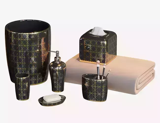 Beauty Black and Gold Bath Accessories