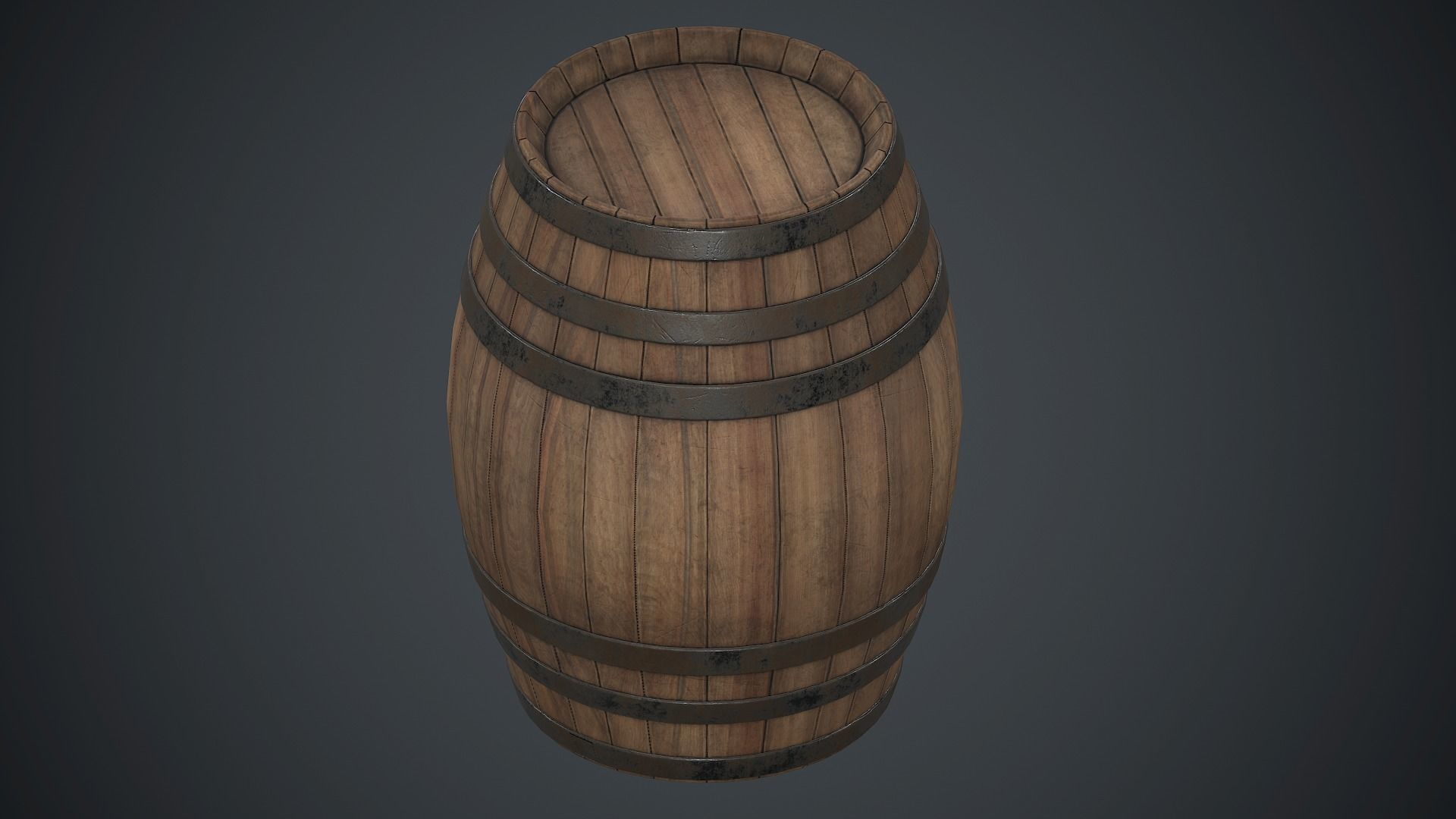 Wooden Barrel PBR Game Ready Low-poly 3D model_10