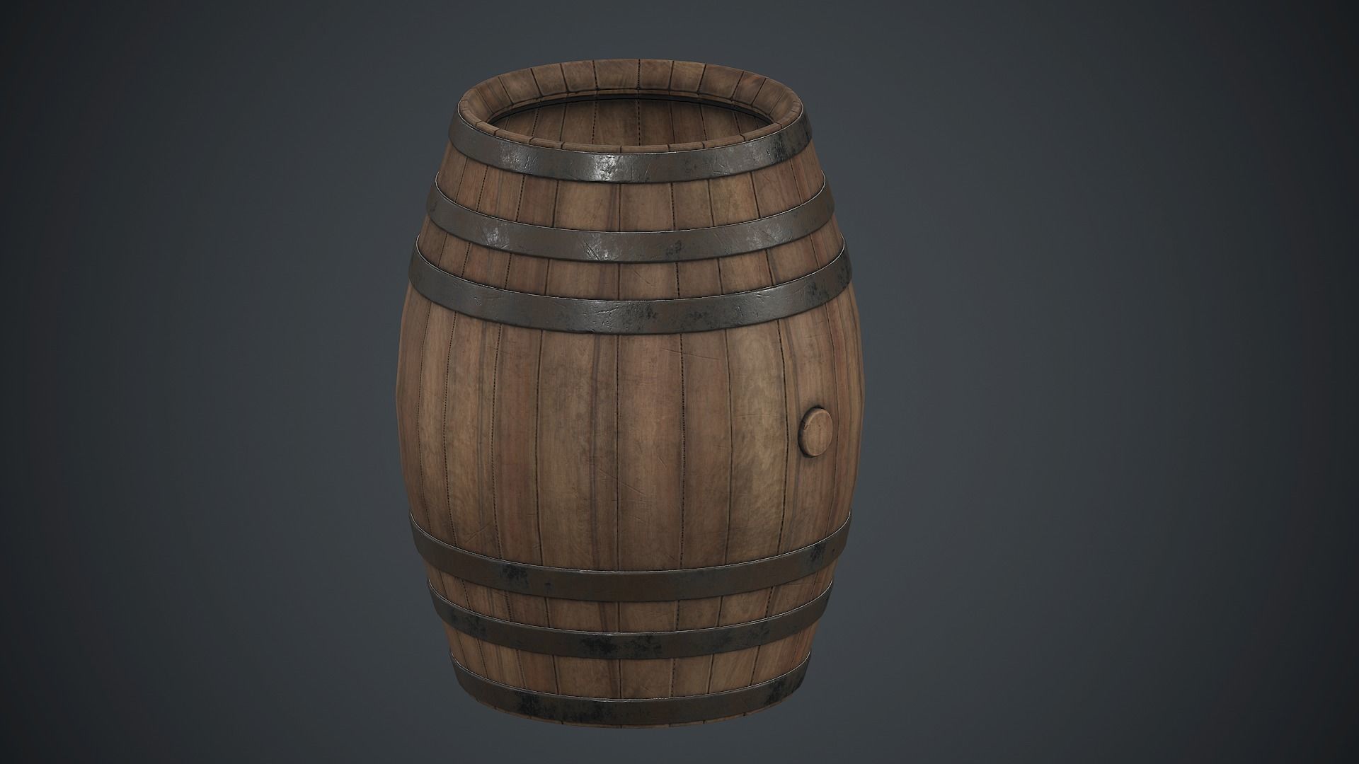 Wooden Barrel PBR Game Ready Low-poly 3D model_12