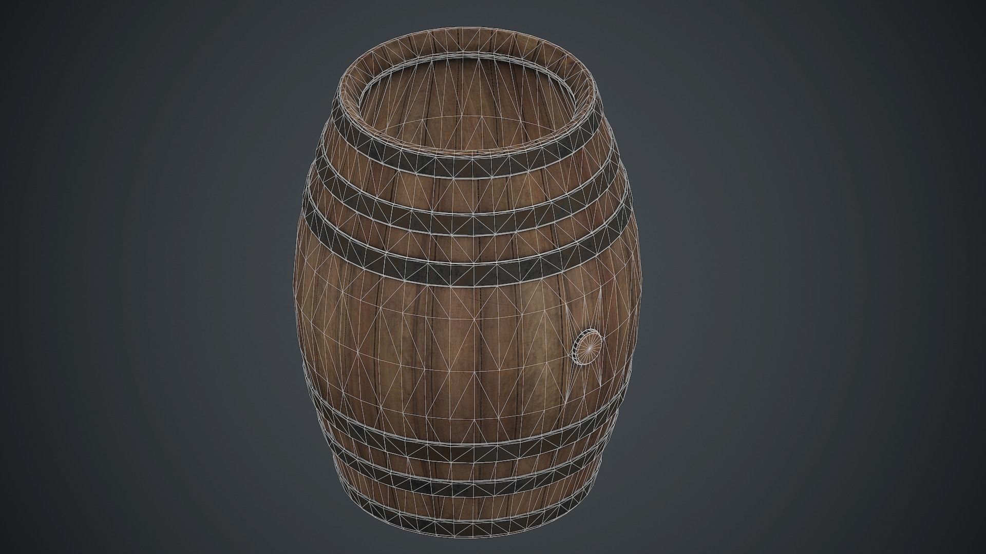 Wooden Barrel PBR Game Ready Low-poly 3D model_14