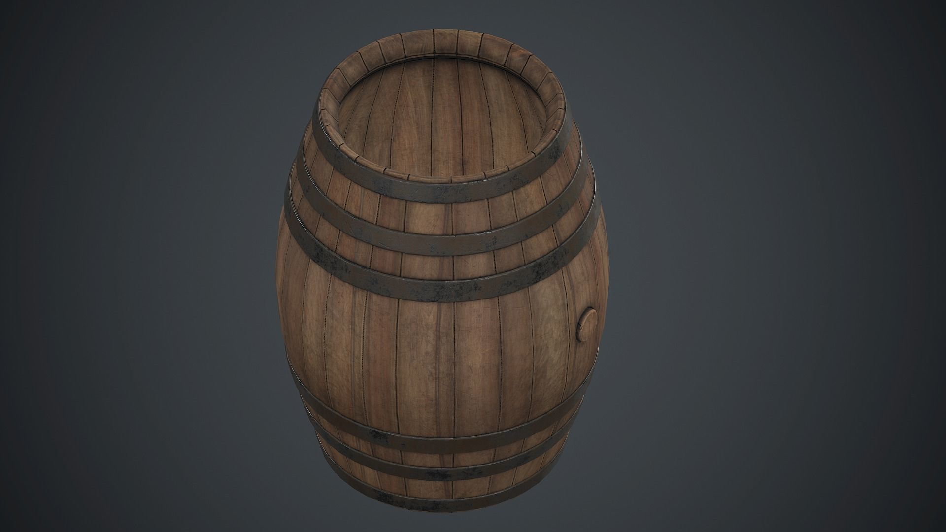 Wooden Barrel PBR Game Ready Low-poly 3D model_13