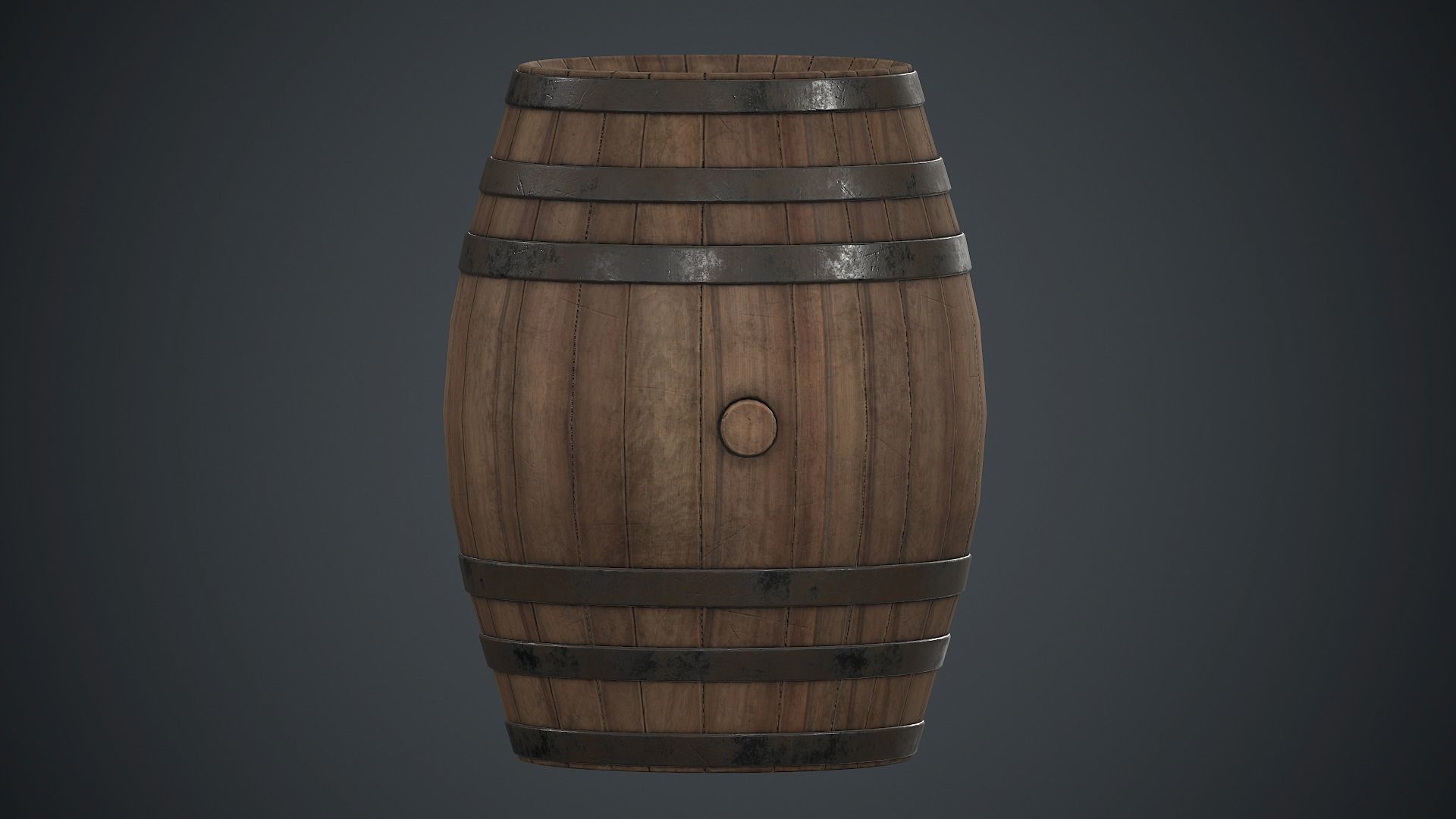 Wooden Barrel PBR Game Ready Low-poly 3D model_6